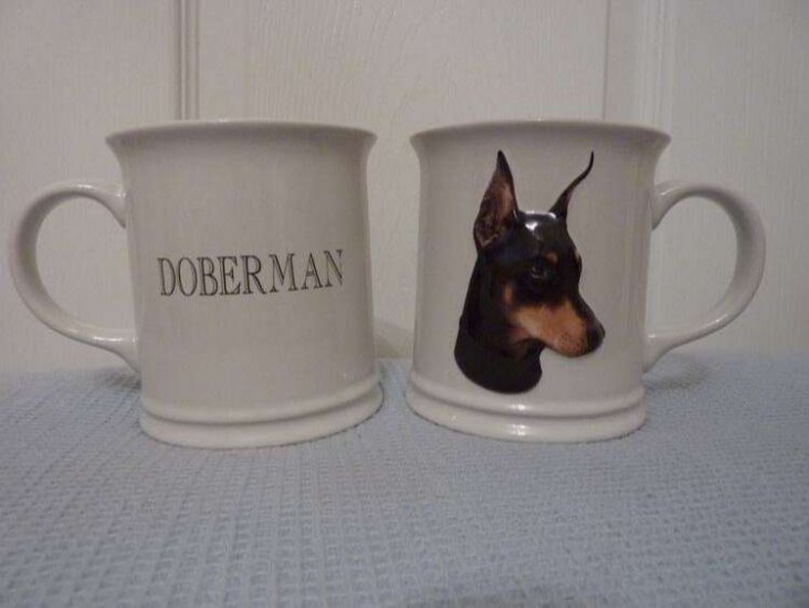 Doberman Mug - Raised Face - Ceramic Dog Mug - Click Image to Close