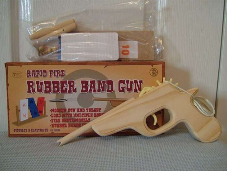 Wooden Rubber / Elastic Band Gun + Target - Click Image to Close